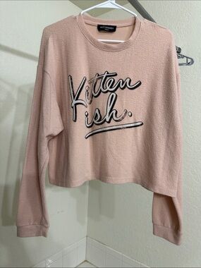 Kittenish Blush Pink 'Kitten Fish' Crewneck Sweatshirt